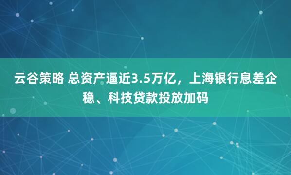 云谷策略 总资产逼近3.5万亿，上海银行息差企稳、科技贷款投放加码